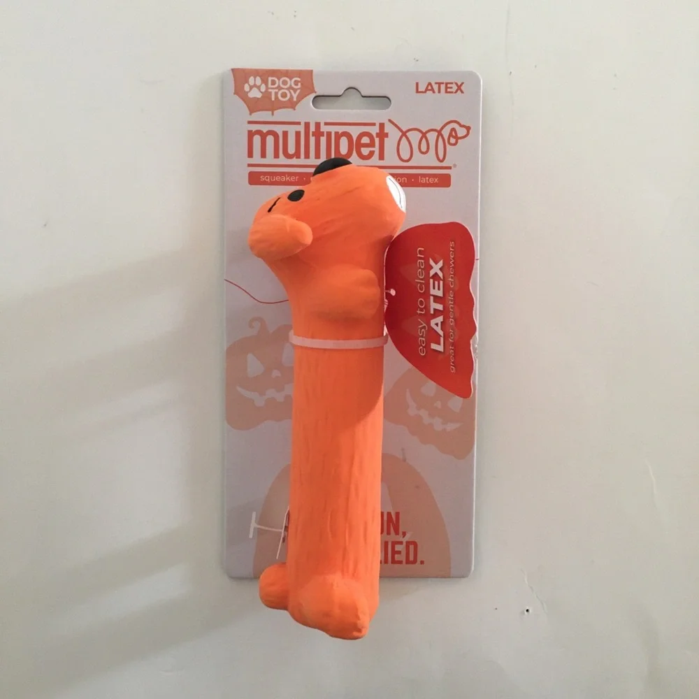 6” Dog Toy Latex Squeaker Orange Dog by Multipet